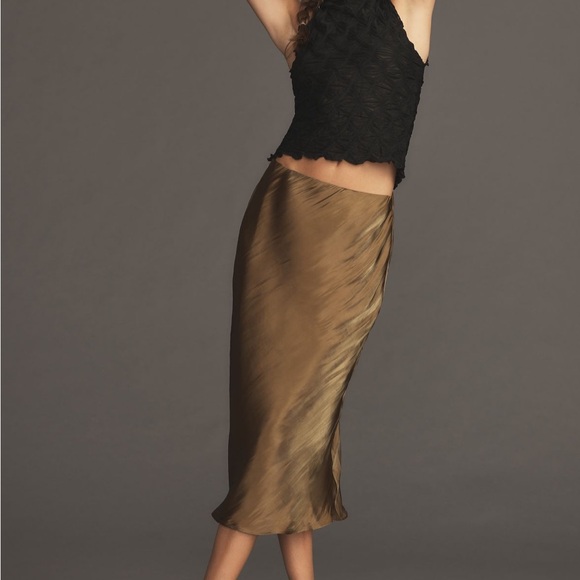 By-Anthropologie Liquid Shine Bias-Cut Skirt - Picture 3 of 3